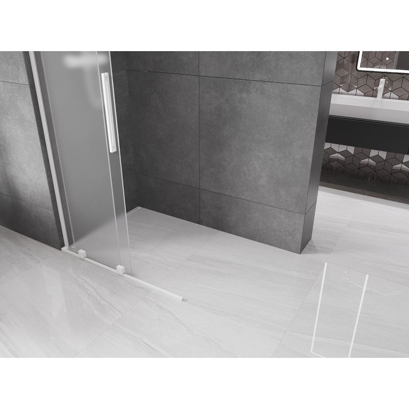 Mexen Velar L Sliding Shower Wall Walk-in 100 x 200 cm, Frosted 8 mm, White - 871-100-003-33-20