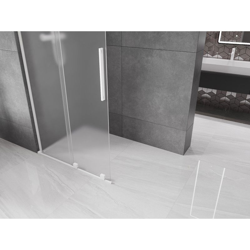 Mexen Velar L sliding shower wall Walk-in 90 x 200 cm, frost 8 mm, white - 871-090-003-33-20