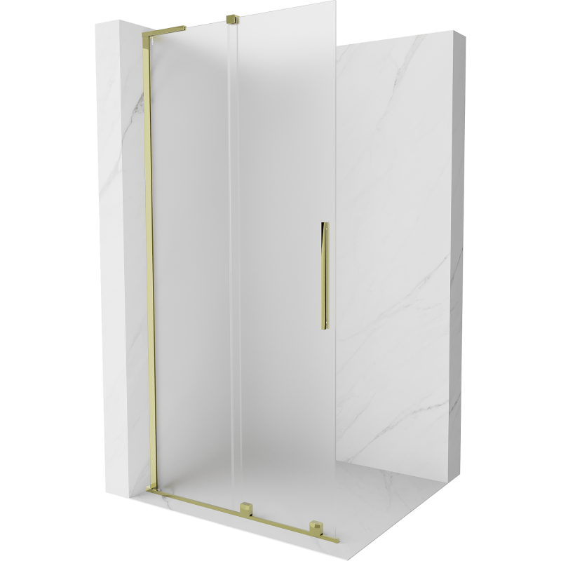 Mexen Velar L Sliding Shower Wall Walk-in 90 x 200 cm, Frosted 8 mm, Gold - 871-090-003-33-50