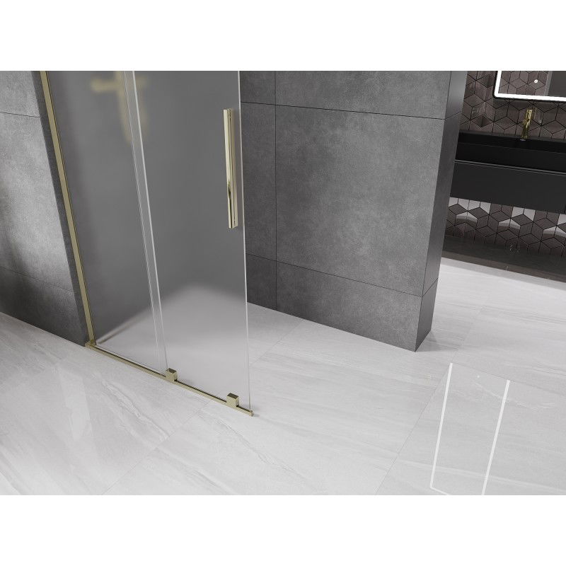 Mexen Velar L Sliding Shower Wall Walk-in 90 x 200 cm, Frosted 8 mm, Gold - 871-090-003-33-50