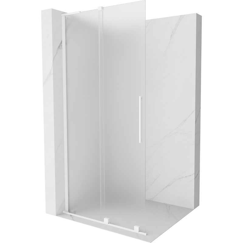 Mexen Velar L Sliding Shower Wall Walk-in 110 x 200 cm, Frosted 8 mm, White - 871-110-003-33-20