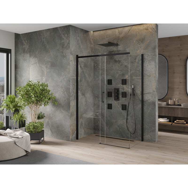Mexen Omega sliding shower cabin 160 x 80 cm, transparent, black - 825-160-080-70-00