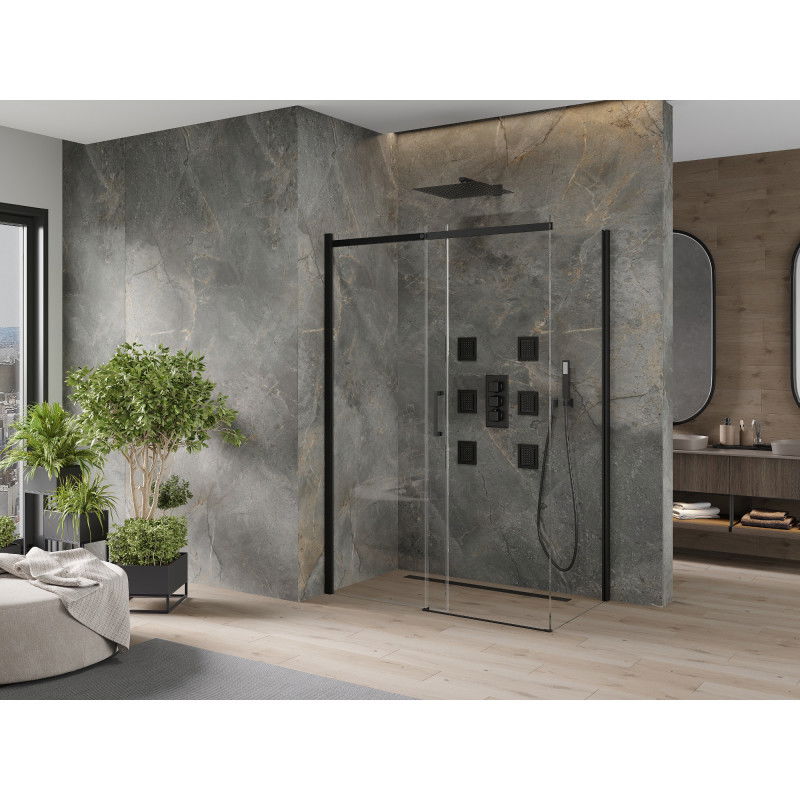 Mexen Omega Sliding Shower Enclosure 160 x 80 cm, Transparent, Black - 825-160-080-70-00