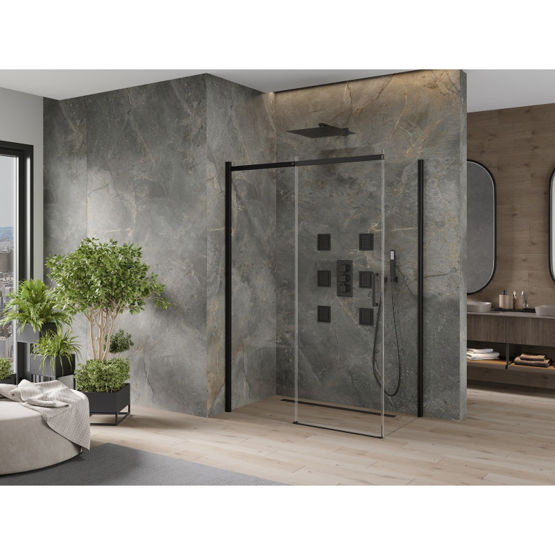 Mexen Omega sliding shower cabin 160 x 80 cm, transparent, black - 825-160-080-70-00