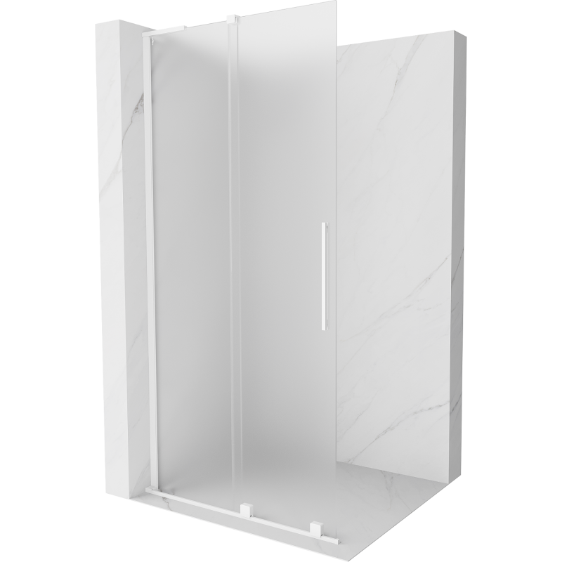 Mexen Velar L sliding shower wall Walk-in 120 x 200 cm, frost, 8 mm, white - 871-120-003-33-20