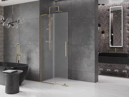 Mexen Velar L Sliding Shower Wall Walk-in 100 x 200 cm, Frosted 8 mm, Gold - 871-100-003-33-50