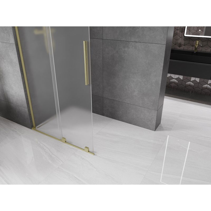 Mexen Velar L sliding shower wall Walk-in 90 x 200 cm, frosted 8 mm, brushed gold - 871-090-003-33-55