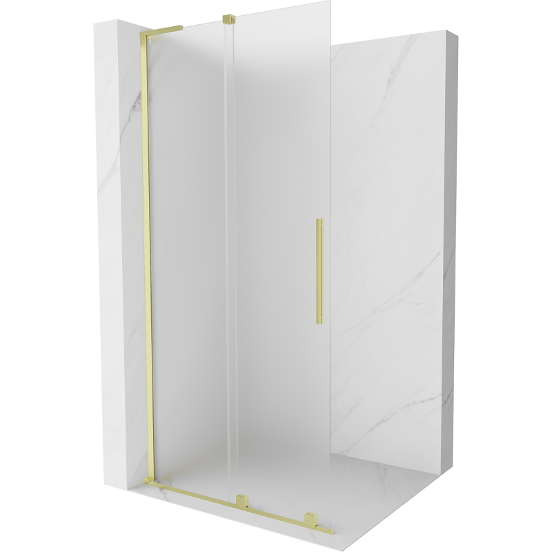 Mexen Velar L Sliding Shower Wall Walk-in 100 x 200 cm, Frosted 8 mm, Gold Brushed - 871-100-003-33-55