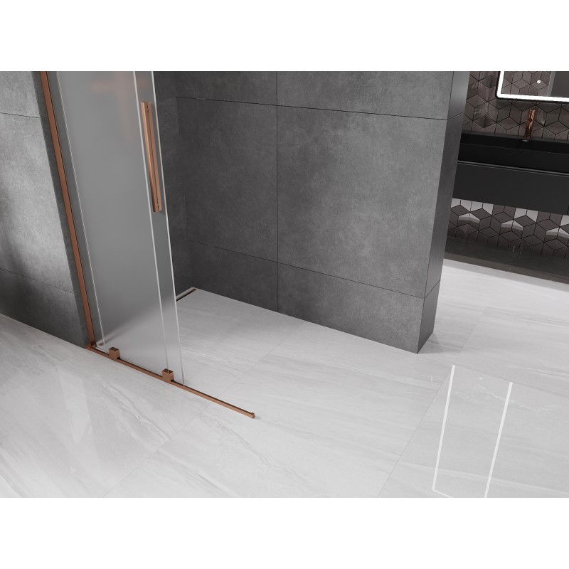 Mexen Velar L Sliding Shower Screen Walk-in 90 x 200 cm, Frosted 8 mm, Rose Gold - 871-090-003-33-60