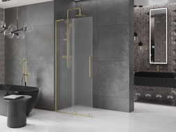Mexen Velar L sliding shower wall Walk-in 110 x 200 cm, frost 8 mm, brushed gold - 871-110-003-33-55