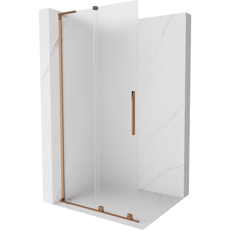 Mexen Velar L Sliding Shower Wall Walk-in 100 x 200 cm, Frosted 8 mm, Rose Gold - 871-100-003-33-60