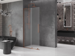 Mexen Velar L Sliding Shower Screen Walk-in 90 x 200 cm, Frosted 8 mm, Rose Gold - 871-090-003-33-60