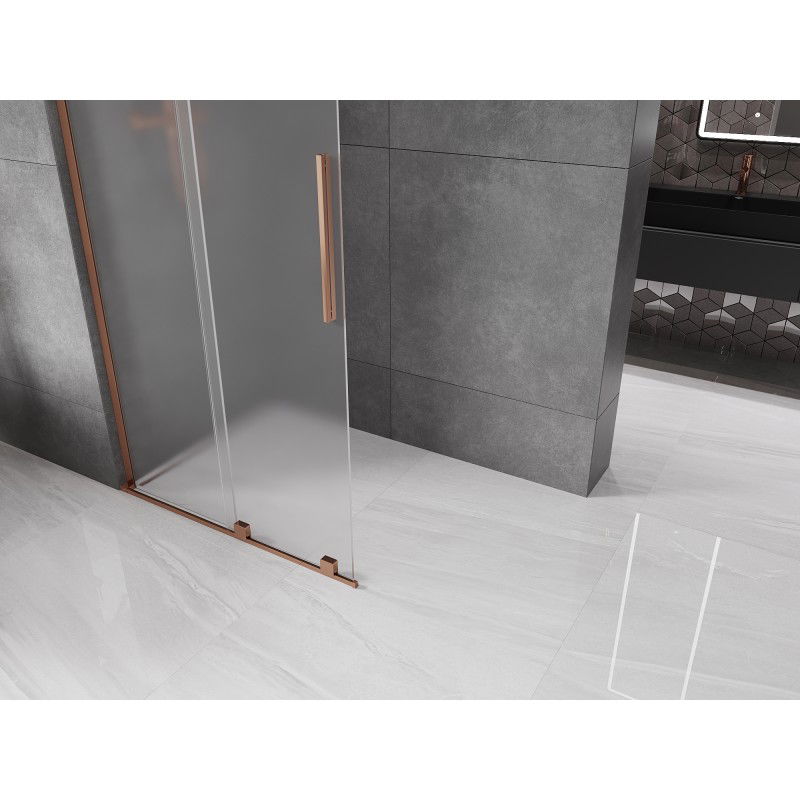 Mexen Velar L Sliding Shower Wall Walk-in 100 x 200 cm, Frosted 8 mm, Rose Gold - 871-100-003-33-60