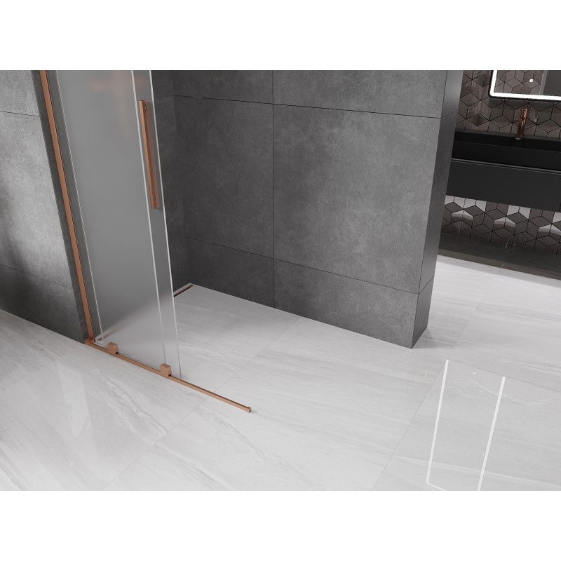 Mexen Velar L Sliding Shower Panel Walk-in 90 x 200 cm, Frosted 8 mm, Brushed Copper - 871-090-003-33-65