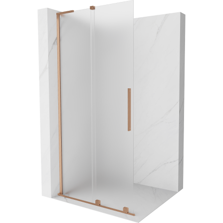 Mexen Velar L Walk-in Sliding Shower Wall 100 x 200 cm, Frosted 8 mm, Brushed Copper - 871-100-003-33-65
