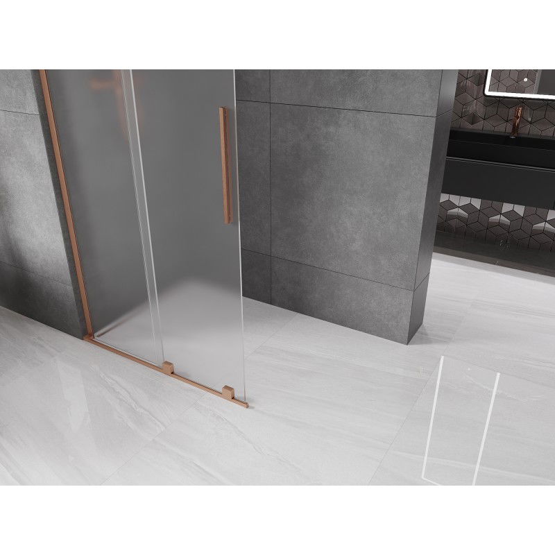 Mexen Velar L Sliding Shower Panel Walk-in 90 x 200 cm, Frosted 8 mm, Brushed Copper - 871-090-003-33-65