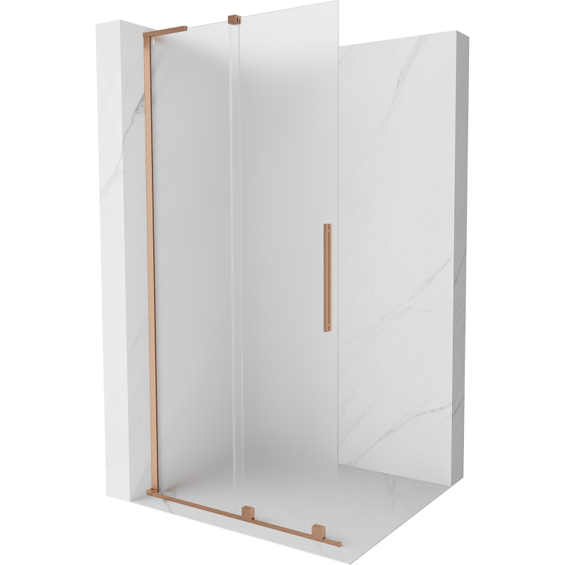 Mexen Velar L Sliding Shower Wall Walk-in 120 x 200 cm, Frosted 8 mm, Brushed Copper - 871-120-003-33-65
