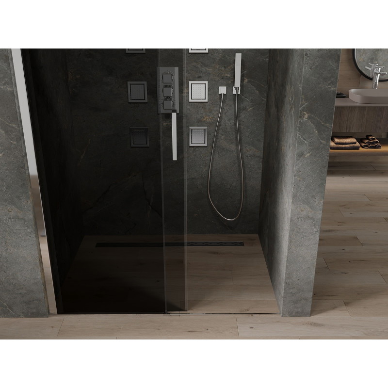 Mexen Omega 100 cm sliding shower doors, graphite, chrome - 825-100-000-01-40