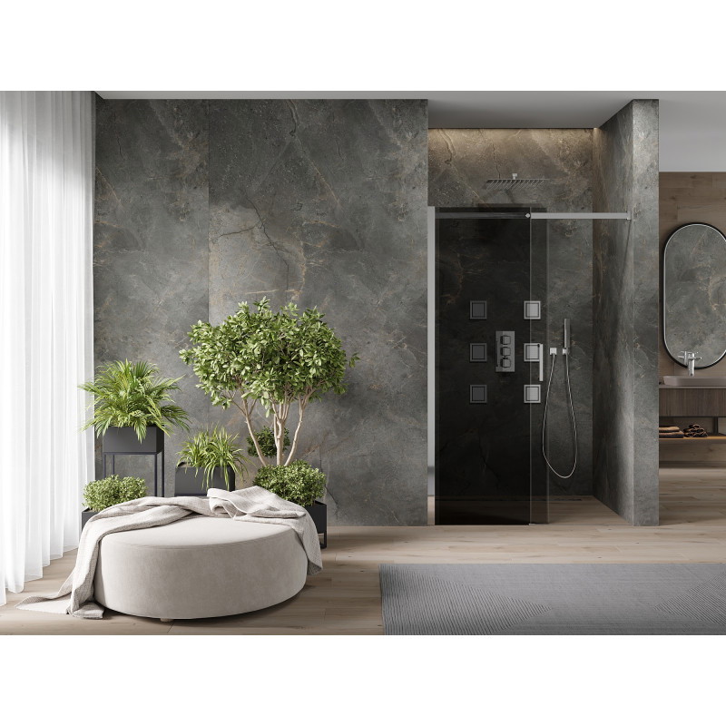 Mexen Omega 100 cm sliding shower doors, graphite, chrome - 825-100-000-01-40