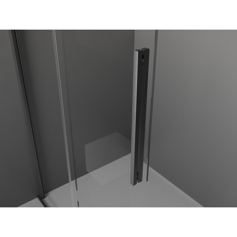 Mexen Velar L Sliding Walk-in Shower Wall 100 x 200 cm, Frosted 8 mm, Brushed Gun Gray - 871-100-003-33-66