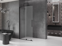 Mexen Velar L Sliding Shower Wall Walk-in 120 x 200 cm, Frosted 8 mm, Black - 871-120-003-33-70