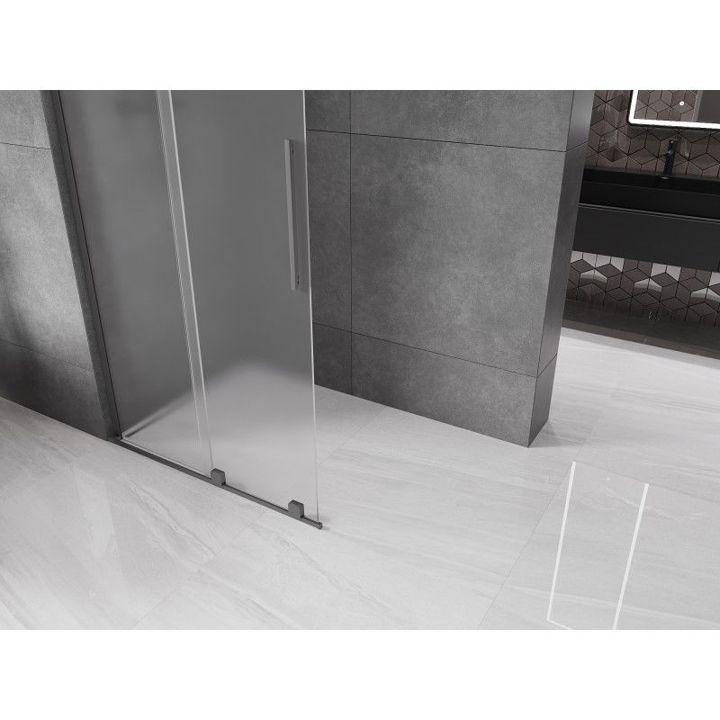 Mexen Velar L Sliding Shower Wall Walk-in 90 x 200 cm, Frosted 8 mm, Gun Metal - 871-090-003-33-95