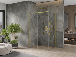 Mexen Omega extendable shower cubicle 100 x 70 cm, Transparent, Gold - 825-100-070-50-00