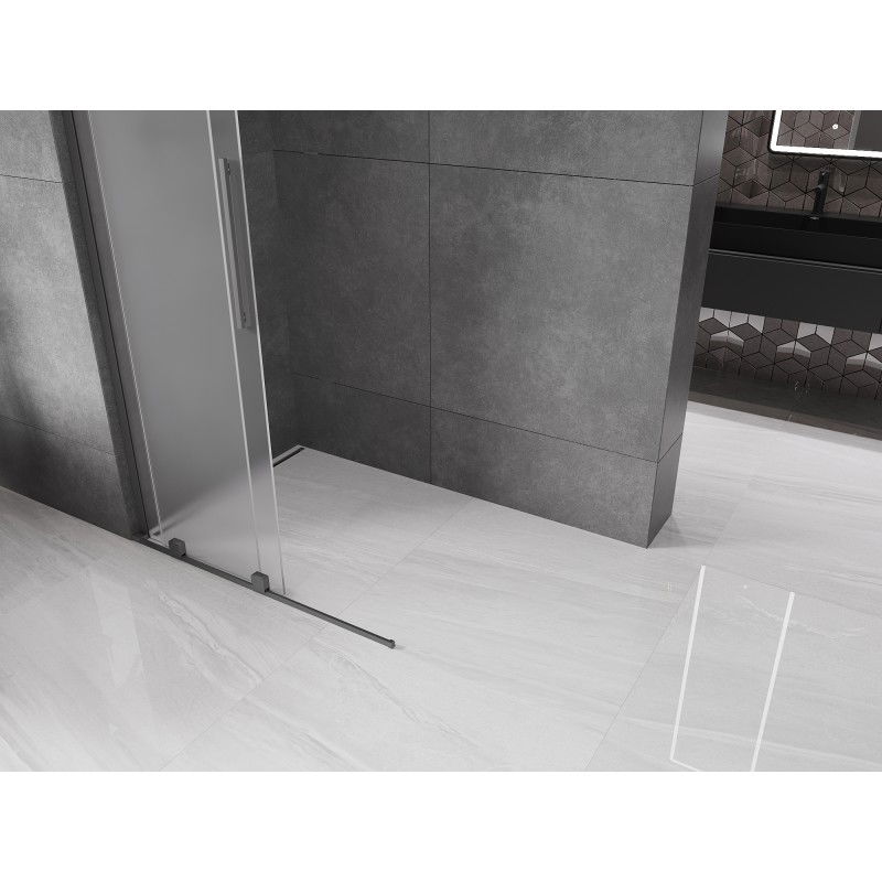 Mexen Velar L Sliding Shower Wall Walk-in 100 x 200 cm, Frosted 8 mm, Gun Metal - 871-100-003-33-95