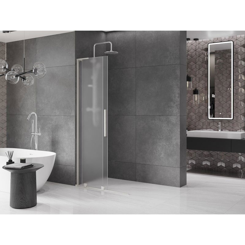 Mexen Velar L Sliding Shower Wall Walk-in 120 x 200 cm, Frosted 8 mm, Brushed Nickel - 871-120-003-33-97