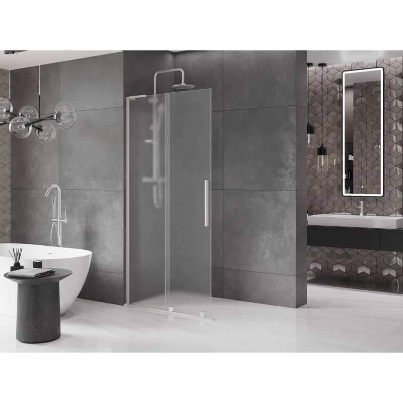 Mexen Velar L Sliding Shower Wall Walk-in 120 x 200 cm, Frosted 8 mm, Brushed Nickel - 871-120-003-33-97