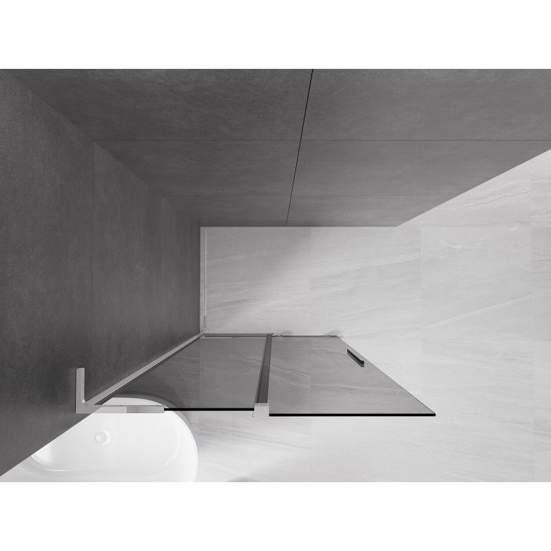 Mexen Velar L Sliding Walk-in Shower Wall 90 x 200 cm, Graphite 8 mm, Chrome - 871-090-003-43-01