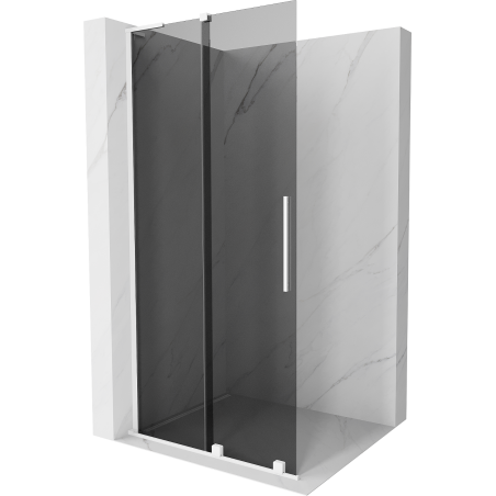 Mexen Velar L Sliding Shower Wall Walk-in 100 x 200 cm, Graphite 8 mm, White - 871-100-003-43-20