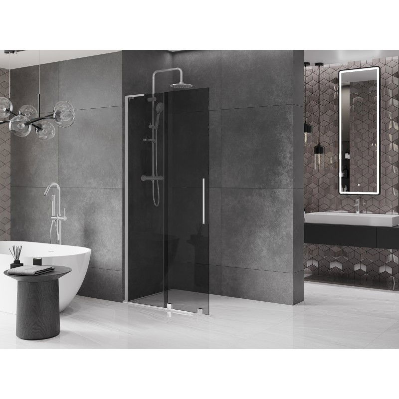 Mexen Velar L sliding shower wall Walk-in 120 x 200 cm, graphite 8 mm, chrome - 871-120-003-43-01