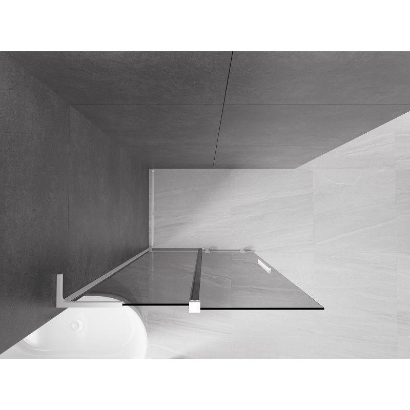 Mexen Velar L Shower Wall Sliding Walk-in 120 x 200 cm, Graphite 8 mm, White - 871-120-003-43-20
