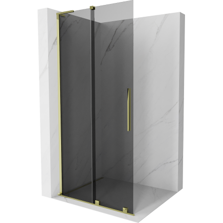Mexen Velar L Sliding Shower Wall Walk-in 110 x 200 cm, Graphite 8 mm, Gold - 871-110-003-43-50