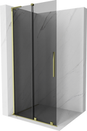 Mexen Velar L Sliding Shower Wall Walk-in 110 x 200 cm, Graphite 8 mm, Gold - 871-110-003-43-50