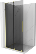 Mexen Velar L Sliding Shower Wall Walk-in 90 x 200 cm, Graphite 8 mm, Brushed Gold - 871-090-003-43-55