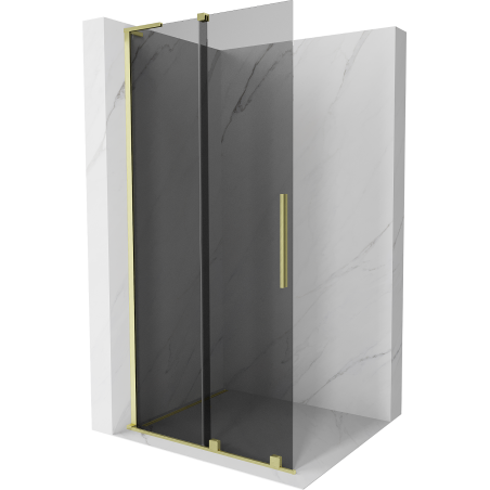 Mexen Velar L Sliding Shower Screen Walk-in 100 x 200 cm, Graphite 8 mm, Brushed Gold - 871-100-003-43-55