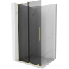 Mexen Velar L Sliding Shower Wall Walk-in 110 x 200 cm, Graphite 8 mm, Brushed Gold - 871-110-003-43-55