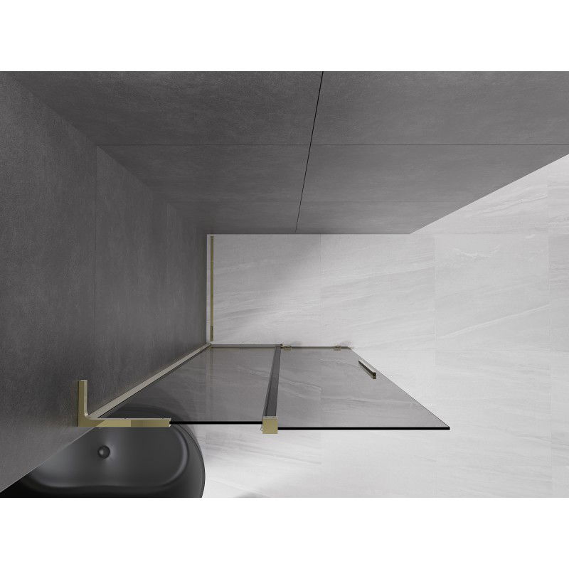 Mexen Velar L Sliding Shower Screen Walk-in 120 x 200 cm, Graphite 8 mm, Gold - 871-120-003-43-50