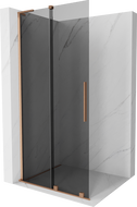 Mexen Velar L sliding shower wall Walk-in 90 x 200 cm, graphite 8 mm, brushed copper - 871-090-003-43-65