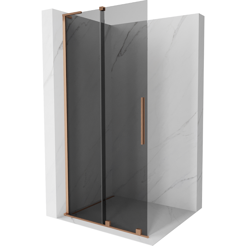 Mexen Velar L Sliding Shower Wall Walk-in 110 x 200 cm, Graphite 8 mm, Brushed Copper - 871-110-003-43-65