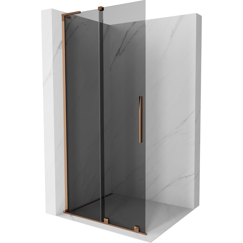 Mexen Velar L sliding shower wall Walk-in 120 x 200 cm, graphite 8 mm, rose gold - 871-120-003-43-60