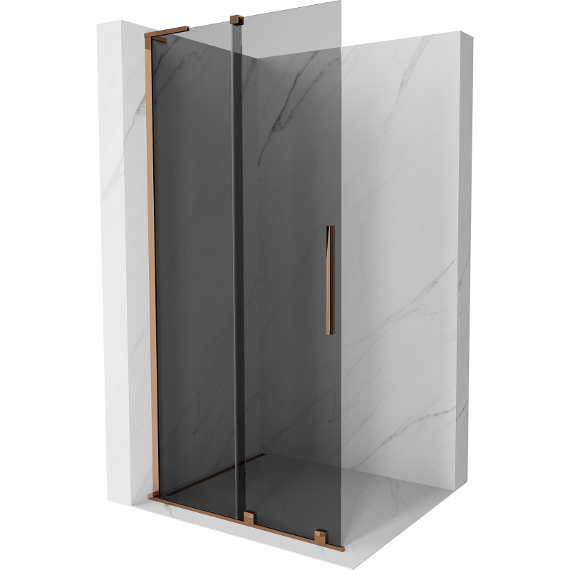 Mexen Velar L Sliding Walk-in Shower Wall 120 x 200 cm, Graphite 8 mm, Rose Gold - 871-120-003-43-60
