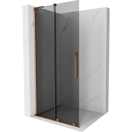 Mexen Velar L sliding shower wall Walk-in 120 x 200 cm, graphite 8 mm, rose gold - 871-120-003-43-60