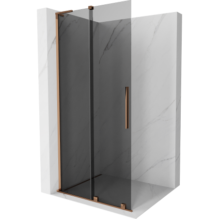 Mexen Velar L Sliding Walk-in Shower Wall 120 x 200 cm, Graphite 8 mm, Rose Gold - 871-120-003-43-60