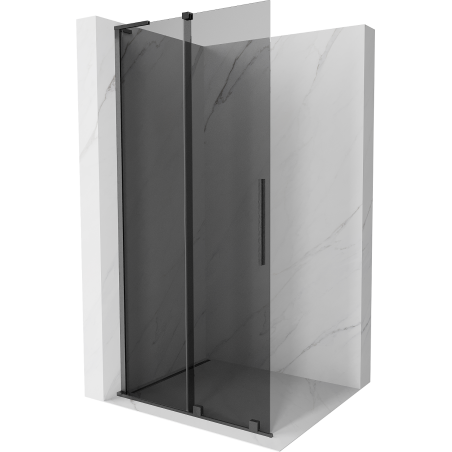 Mexen Velar L sliding shower wall Walk-in 120 x 200 cm, graphite 8 mm, brushed gun gray - 871-120-003-43-66