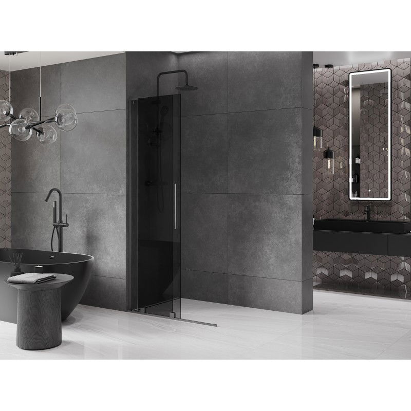 Mexen Velar L Sliding Shower Screen Walk-in 100 x 200 cm, Graphite 8 mm, Brushed Gun Gray - 871-100-003-43-66
