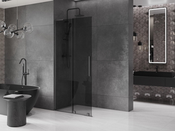Mexen Velar L sliding shower wall Walk-in 110 x 200 cm, graphite 8 mm, gun gray brushed - 871-110-003-43-66