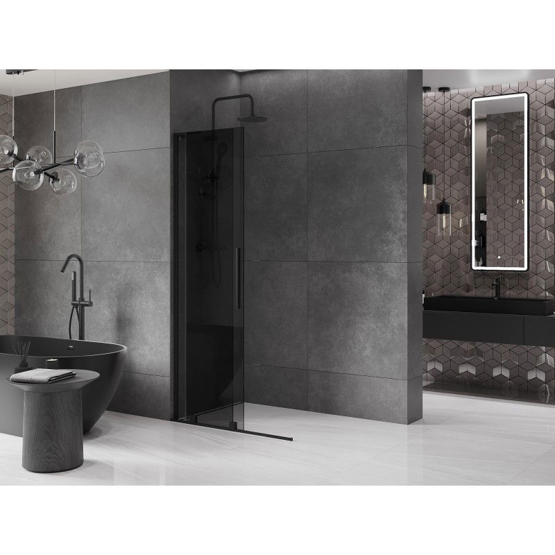 Mexen Velar L sliding shower wall Walk-in 100 x 200 cm, graphite 8 mm, black - 871-100-003-43-70